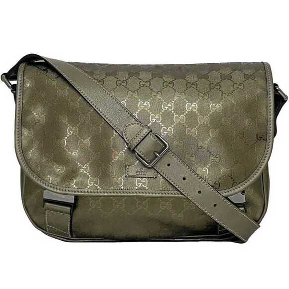 Gucci Handbags - GUCCI Green Leather Shoulder Bag